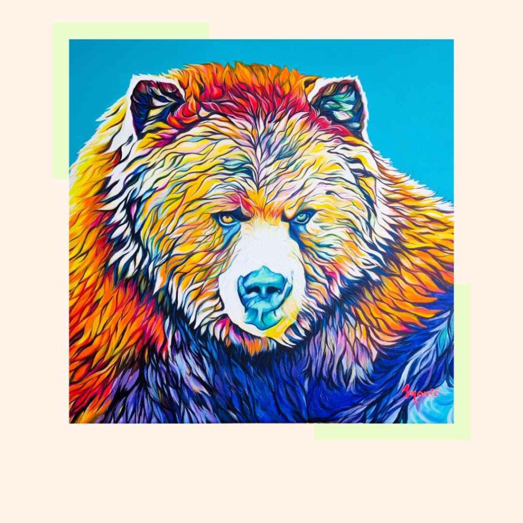 The bear hand-painted